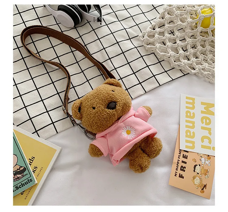 Wholesale New Children's Plush Bag Cartoon Bear Shoulder Messenger Bag Plush Doll Toy Change Accessories Bag display picture 23