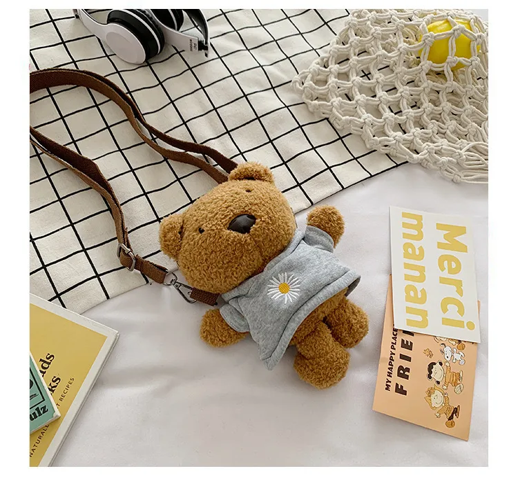 Wholesale New Children's Plush Bag Cartoon Bear Shoulder Messenger Bag Plush Doll Toy Change Accessories Bag display picture 24