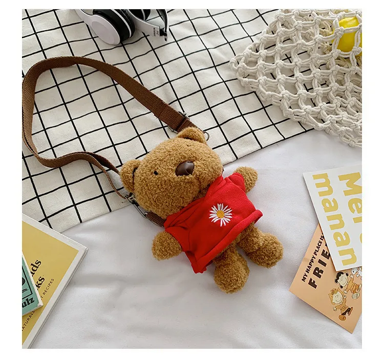 Wholesale New Children's Plush Bag Cartoon Bear Shoulder Messenger Bag Plush Doll Toy Change Accessories Bag display picture 25