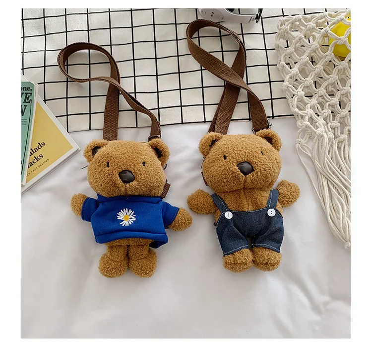 Wholesale New Children's Plush Bag Cartoon Bear Shoulder Messenger Bag Plush Doll Toy Change Accessories Bag display picture 26