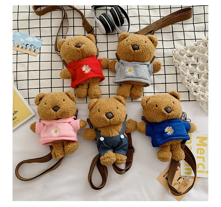 Wholesale New Children's Plush Bag Cartoon Bear Shoulder Messenger Bag Plush Doll Toy Change Accessories Bag display picture 27
