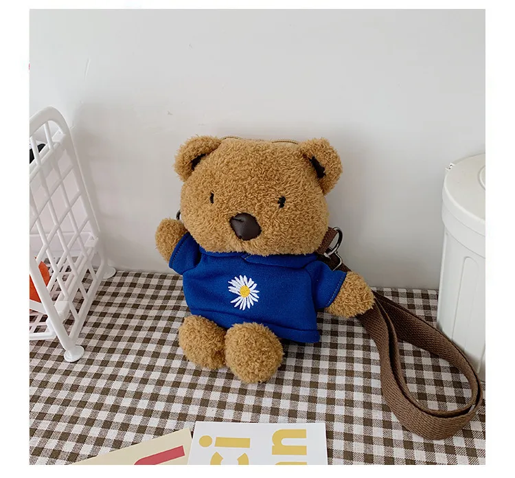 Wholesale New Children's Plush Bag Cartoon Bear Shoulder Messenger Bag Plush Doll Toy Change Accessories Bag display picture 28