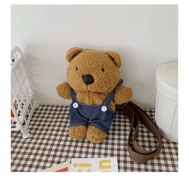 Wholesale New Children's Plush Bag Cartoon Bear Shoulder Messenger Bag Plush Doll Toy Change Accessories Bag display picture 29