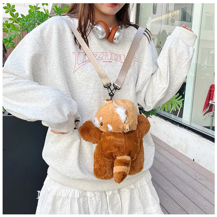 New Cute Stuffed Backpack Cartoon Doll Panda Doll One-Shoulder Messenger Bag Claw Machine Gift display picture 7