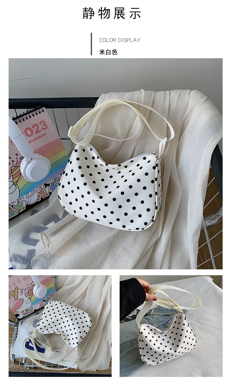 New Summer Fresh Spotted Nylon Shoulder Crossbody Bag Women's Insi Fashion All-match Casual Lightweight Backpack display picture 2