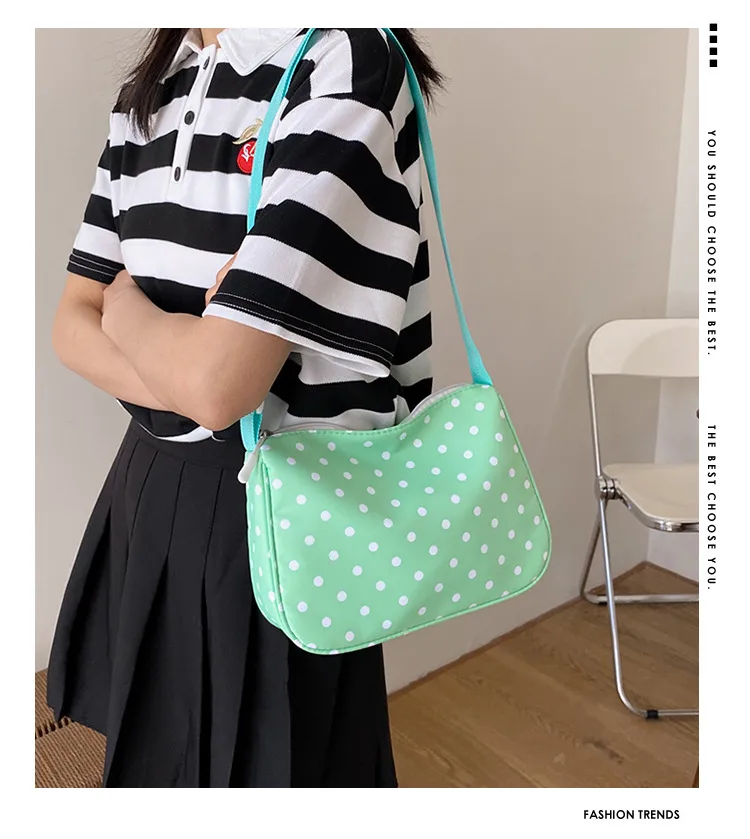 New Summer Fresh Spotted Nylon Shoulder Crossbody Bag Women's Insi Fashion All-match Casual Lightweight Backpack display picture 6