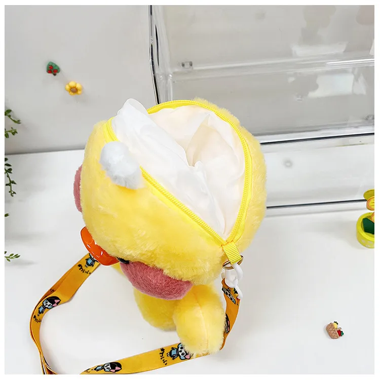 Cyber Celebrity Hyaluronic Acid Yellow Duck Doll Plush Children's Bag Cartoon Cute Doll Shoulder Crossbody Backpack Coin Purse display picture 3