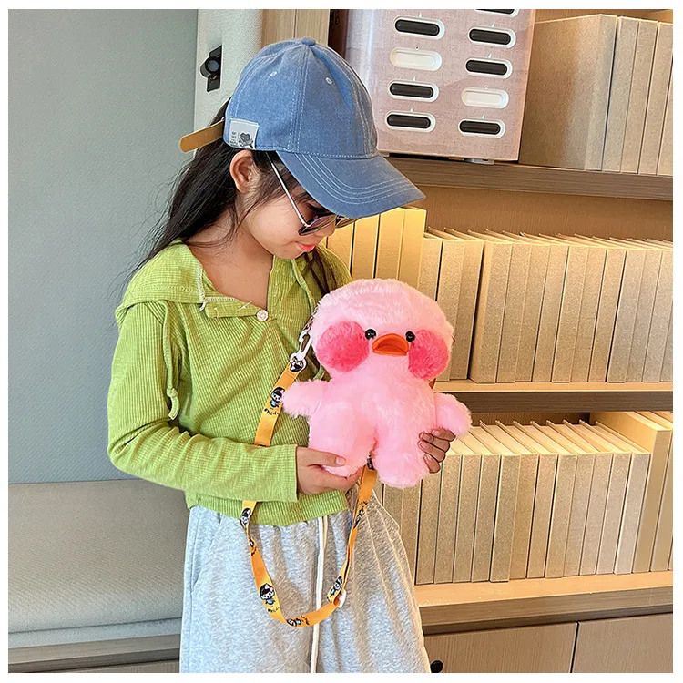 Cyber Celebrity Hyaluronic Acid Yellow Duck Doll Plush Children's Bag Cartoon Cute Doll Shoulder Crossbody Backpack Coin Purse display picture 8