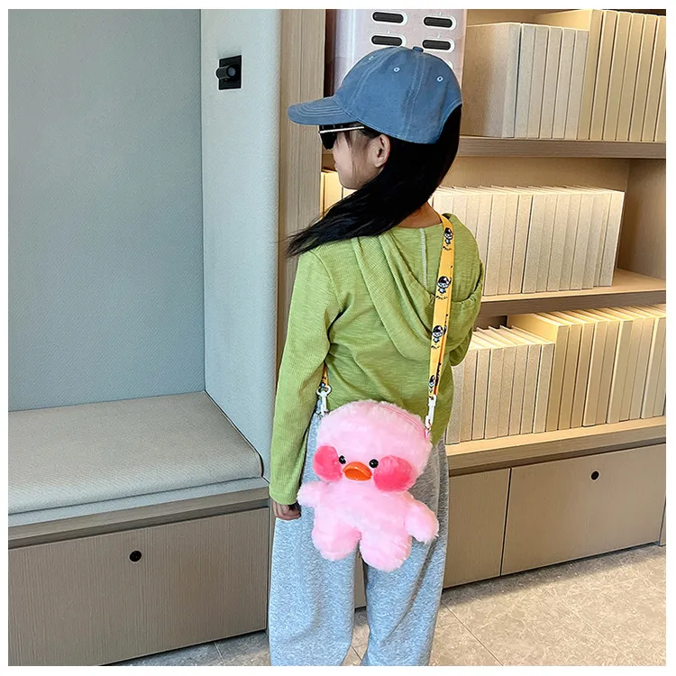 Cyber Celebrity Hyaluronic Acid Yellow Duck Doll Plush Children's Bag Cartoon Cute Doll Shoulder Crossbody Backpack Coin Purse display picture 10