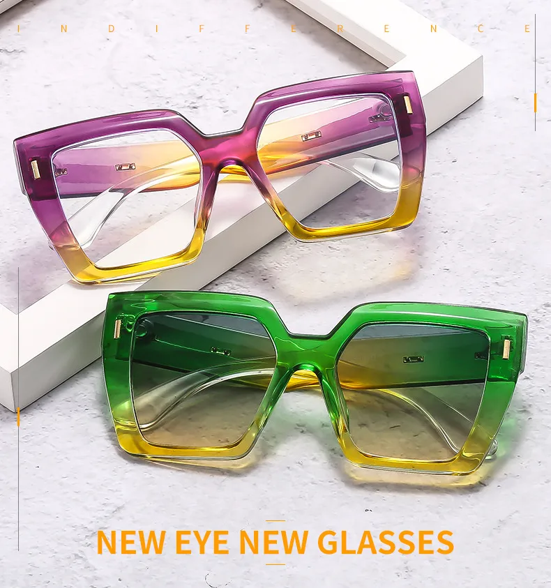 Retro Large Frame Color Matching Sunglasses M6146 Men And Women Face Repair Online Celebrity Sunglasses  Fashion Sunglasses display picture 1