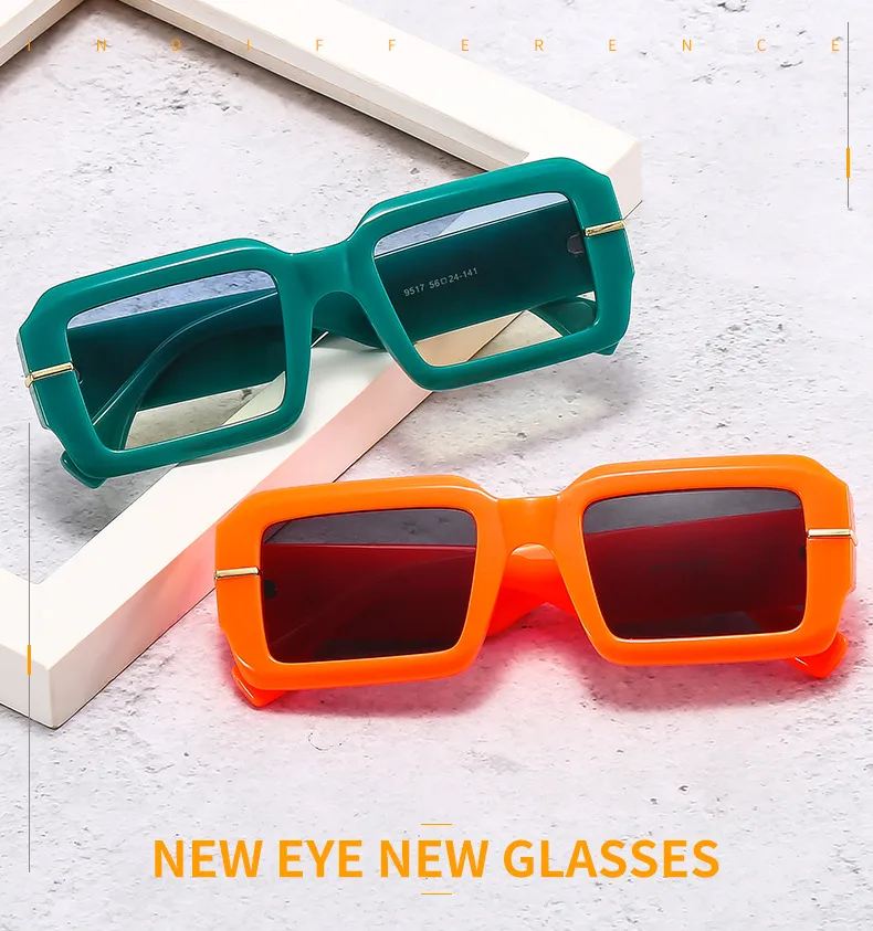 Summer New Box Men's And Women's Sunglasses Fashion Retro Gorgeous Color  Internet Red Sunglasses 9517 display picture 1