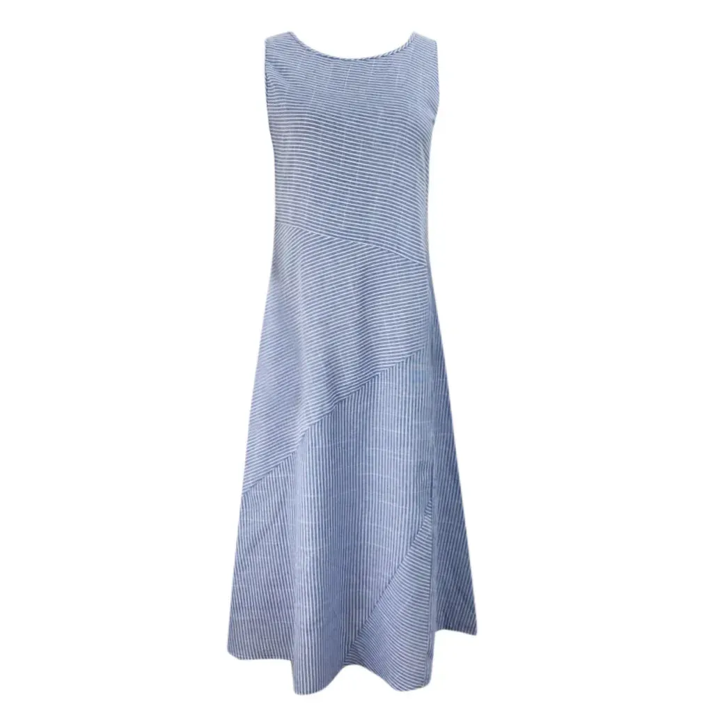 Foreign Trade Wish Striped Round Neck Sleeveless Large Size Slim-fit Dress display picture 4