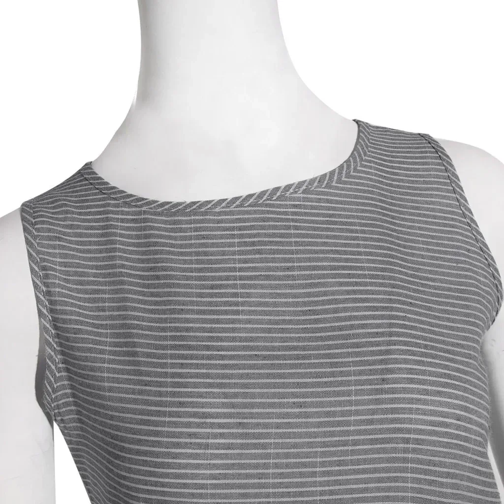 Foreign Trade Wish Striped Round Neck Sleeveless Large Size Slim-fit Dress display picture 8