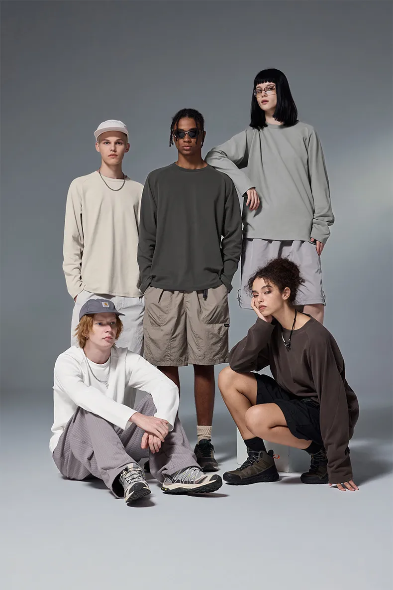 ABS Clothing | Double-sided Velvet Crew Neck Bottoming Long Sleeve T-shirt  Autumn And Winter New 260g Warm Elastic Jacket display picture 2