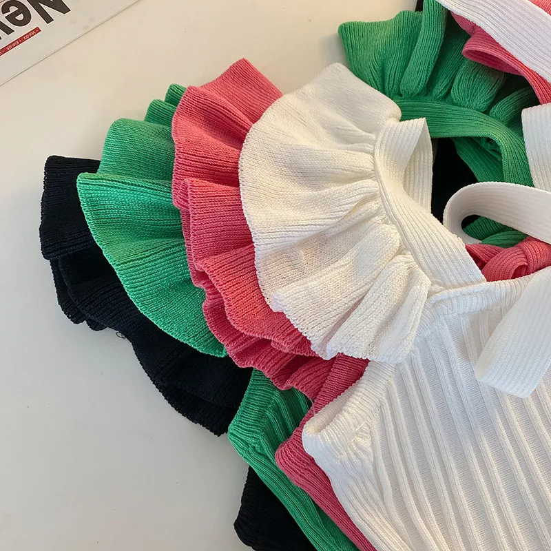 Southeast Asia Knitted Camisole Women's Summer Ear Sleeveless Candy Outer Bow Short Top display picture 3