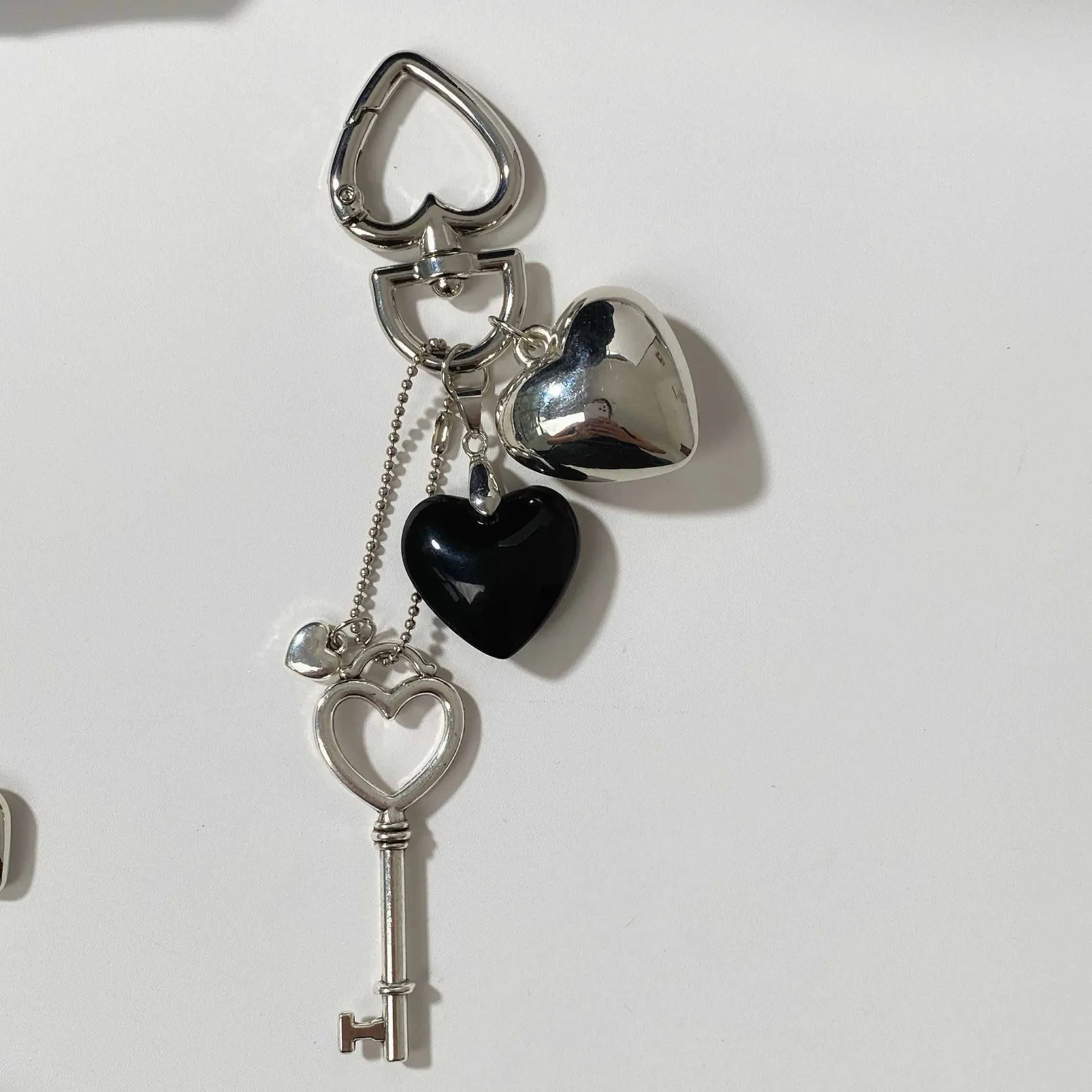Two-in-one  Hot Selling Billiards Black Eight Trend Silver Love Metal Key Chain Bag Pendant Girlfriends display picture 11