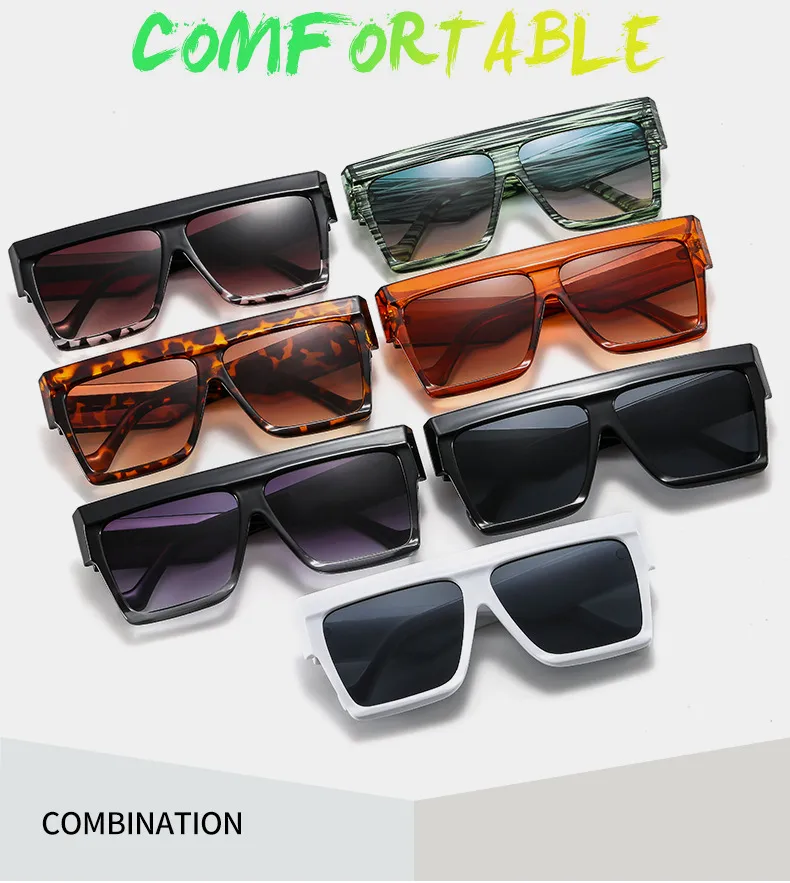 Europe And The United States New Large Frame Men's And Women's Sunglasses  Color Matching Striped Sunglasses Fashion Sunglasses M330 display picture 3