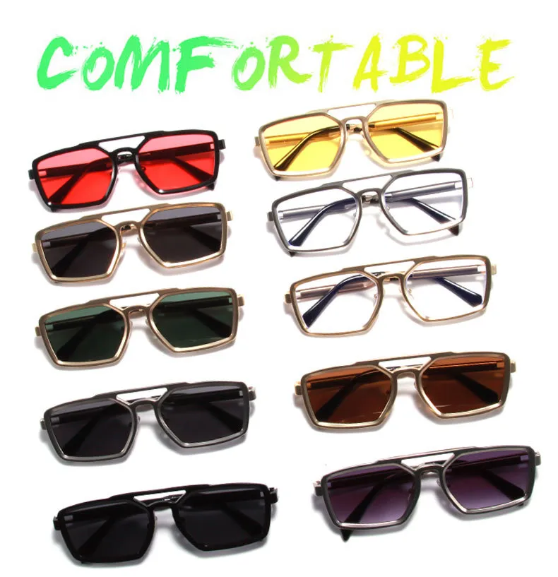 New   High-grade Metal Fashion Sunglasses Double Beam Retro Men's Outdoor Riding Sunglasses T22141 display picture 3