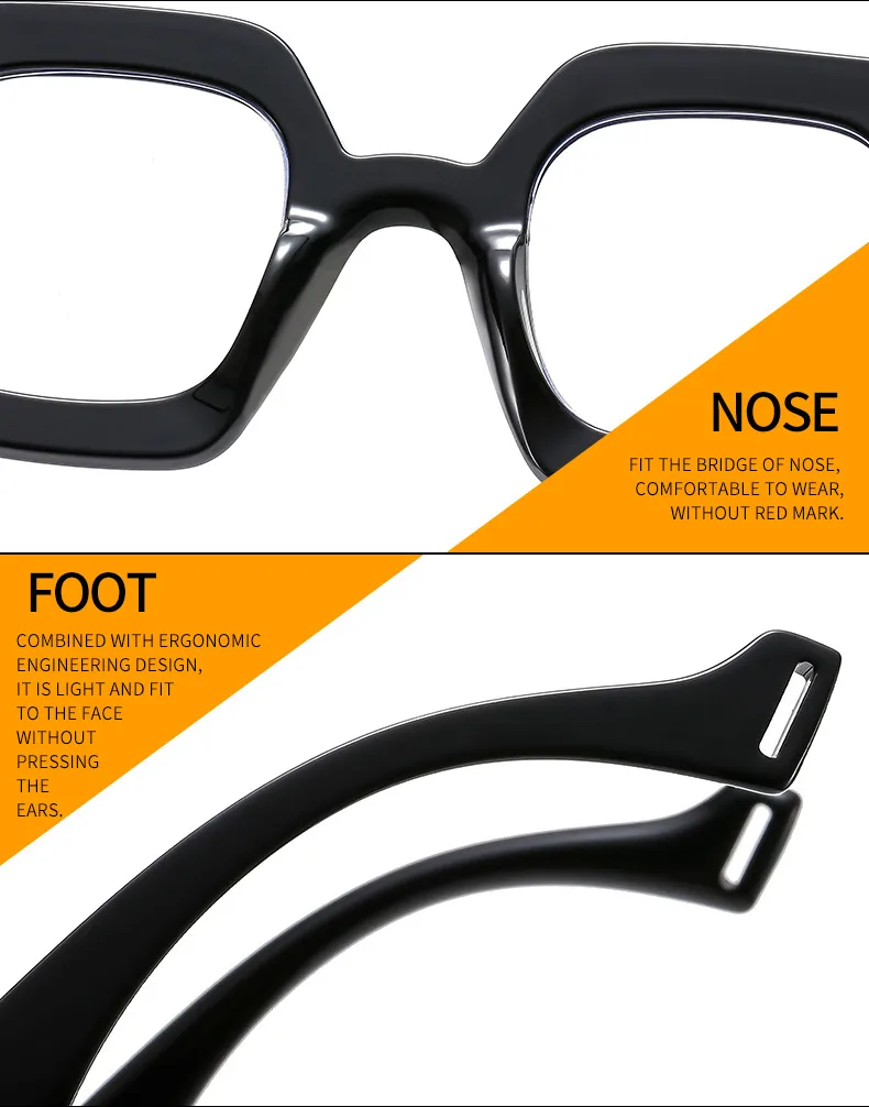 New Diamond-embedded Plain Glasses  Large Frame Color Fashion Personalized Women's Anti-blue Light Glasses 4353p display picture 15