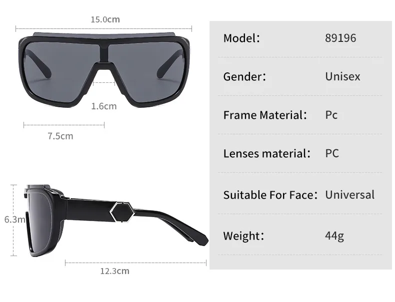 Fashion Fashion A Large Frame Glasses Ball Cool One-piece Sunglasses Riding Men's And Women's Sunglasses 891 display picture 3