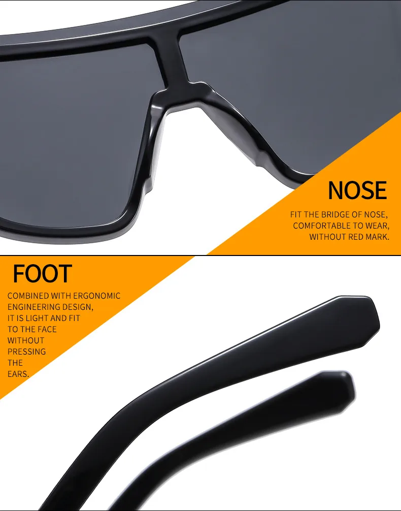Fashion Fashion A Large Frame Glasses Ball Cool One-piece Sunglasses Riding Men's And Women's Sunglasses 891 display picture 14