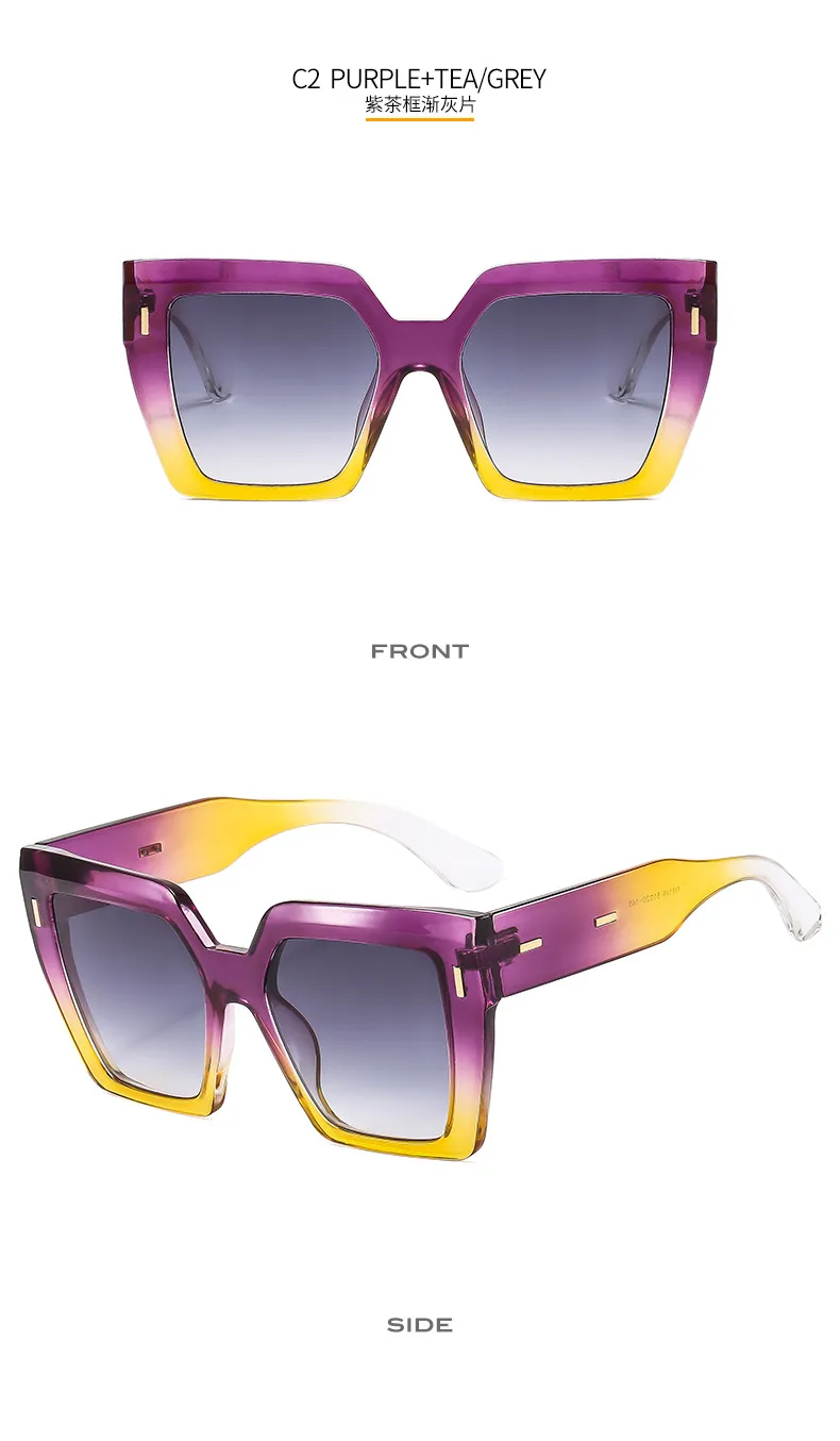 Retro Large Frame Color Matching Sunglasses M6146 Men And Women Face Repair Online Celebrity Sunglasses  Fashion Sunglasses display picture 8