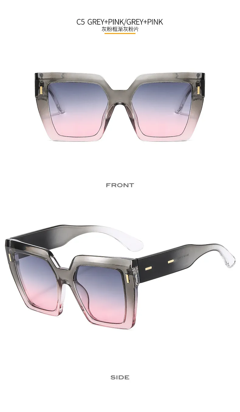 Retro Large Frame Color Matching Sunglasses M6146 Men And Women Face Repair Online Celebrity Sunglasses  Fashion Sunglasses display picture 11