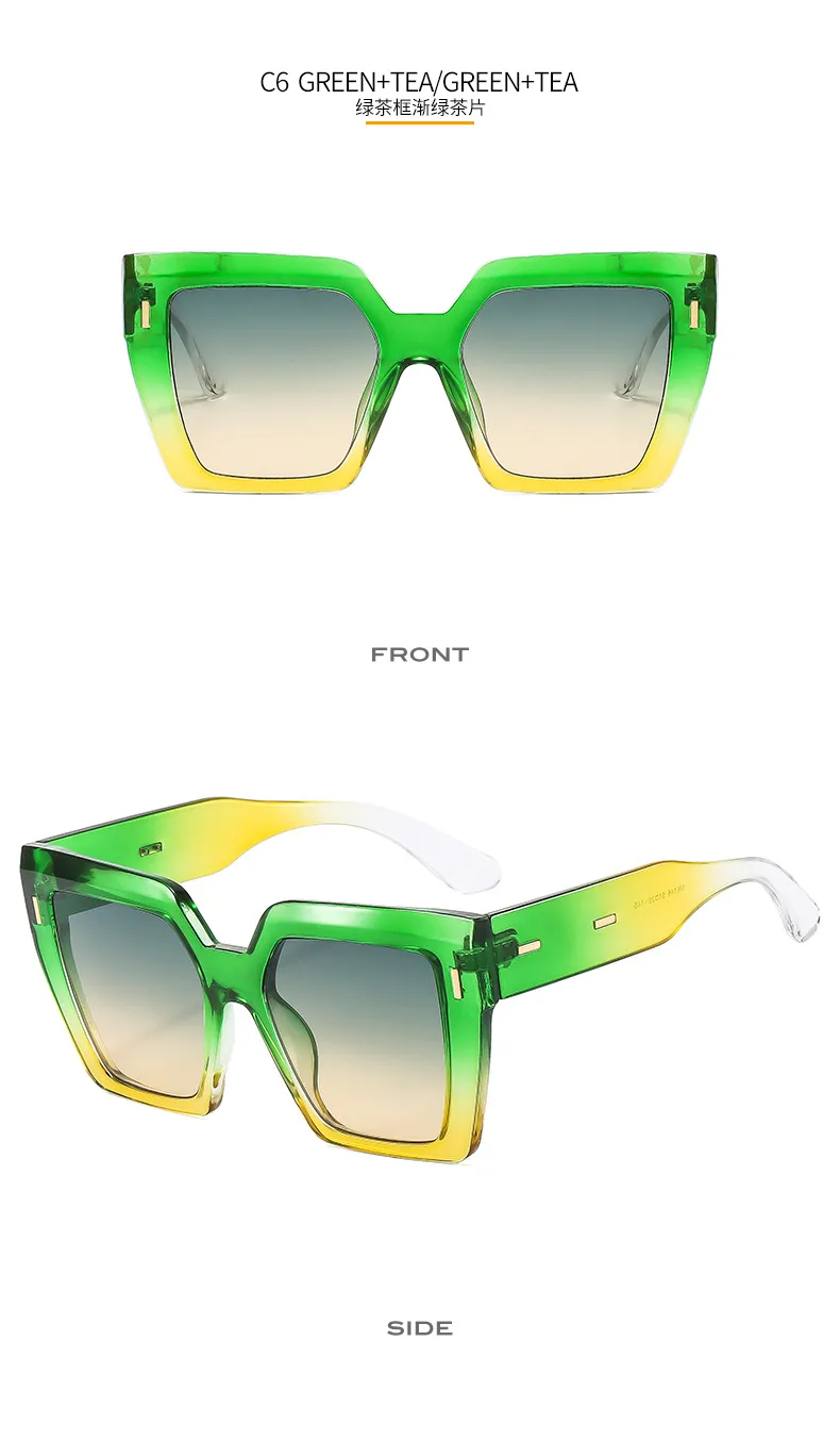 Retro Large Frame Color Matching Sunglasses M6146 Men And Women Face Repair Online Celebrity Sunglasses  Fashion Sunglasses display picture 12