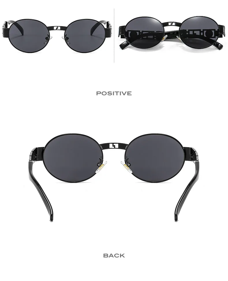 50629 Metal Punk Craft Sunglasses Oval Frame All-Match Street Photographing Instagram Style Trendy Rock Sunglasses For Men And Women display picture 6