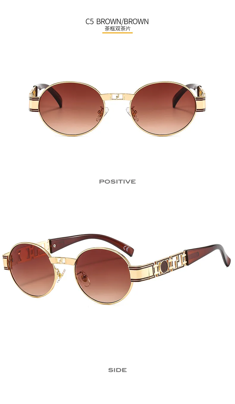 50629 Metal Punk Craft Sunglasses Oval Frame All-Match Street Photographing Instagram Style Trendy Rock Sunglasses For Men And Women display picture 10