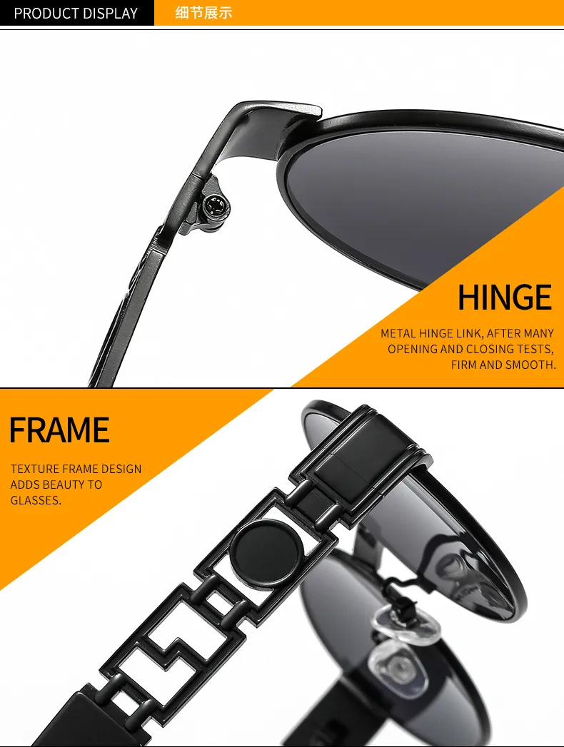 50629 Metal Punk Craft Sunglasses Oval Frame All-Match Street Photographing Instagram Style Trendy Rock Sunglasses For Men And Women display picture 15