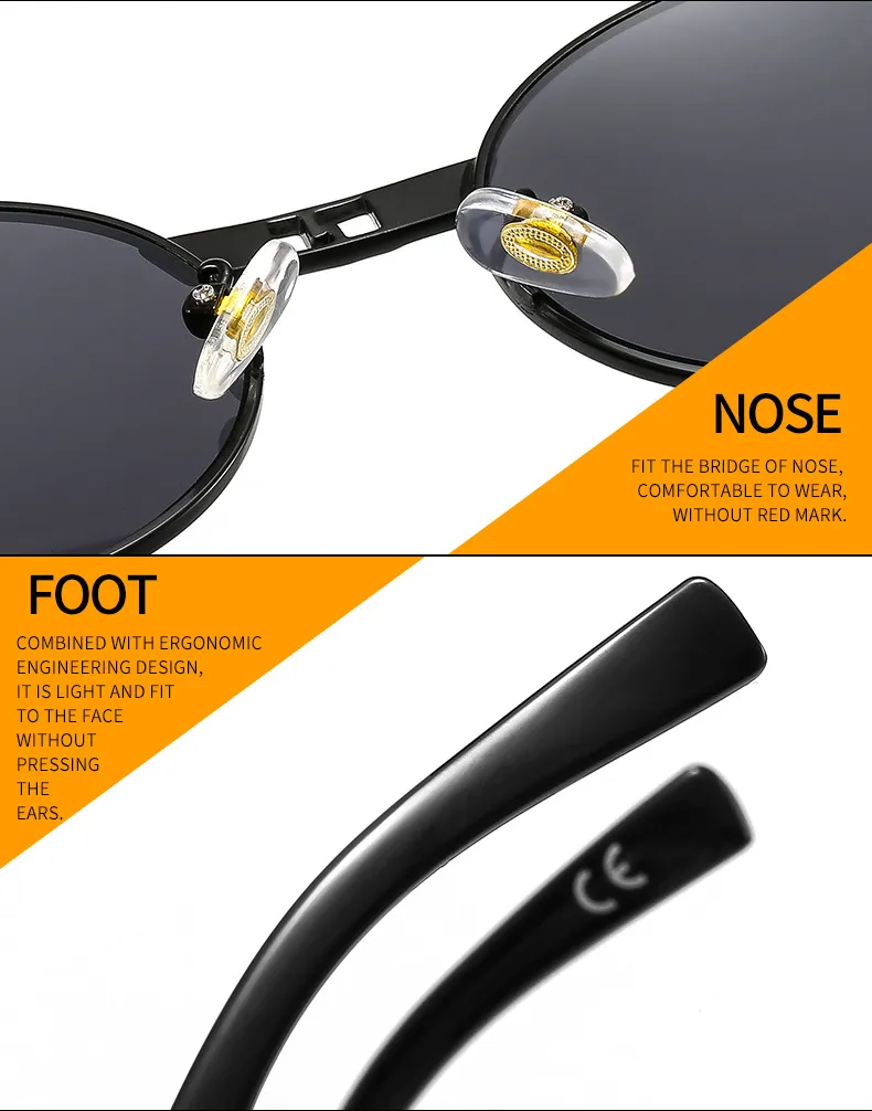 50629 Metal Punk Craft Sunglasses Oval Frame All-Match Street Photographing Instagram Style Trendy Rock Sunglasses For Men And Women display picture 16