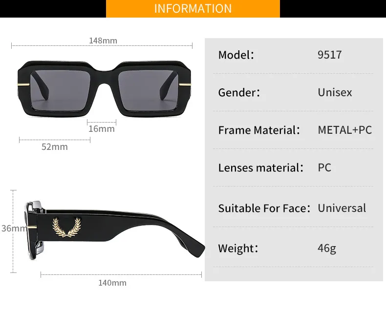 Summer New Box Men's And Women's Sunglasses Fashion Retro Gorgeous Color  Internet Red Sunglasses 9517 display picture 4