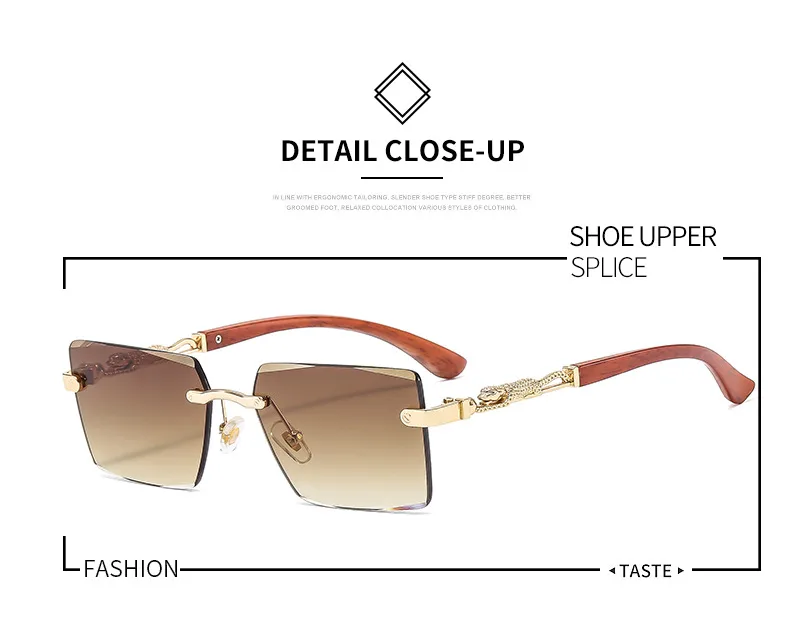Cheetah Decorative Frameless Sunglasses Small Box Fashion Trend All-match  Sunglasses OW3077 display picture 2