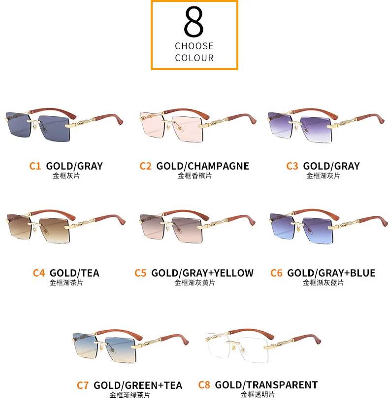 Cheetah Decorative Frameless Sunglasses Small Box Fashion Trend All-match  Sunglasses OW3077 display picture 5