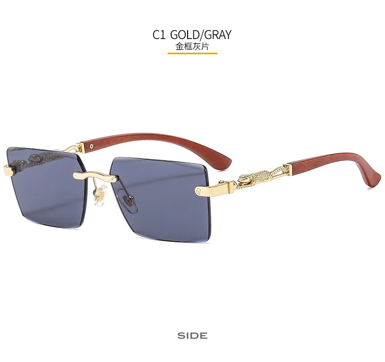Cheetah Decorative Frameless Sunglasses Small Box Fashion Trend All-match  Sunglasses OW3077 display picture 6
