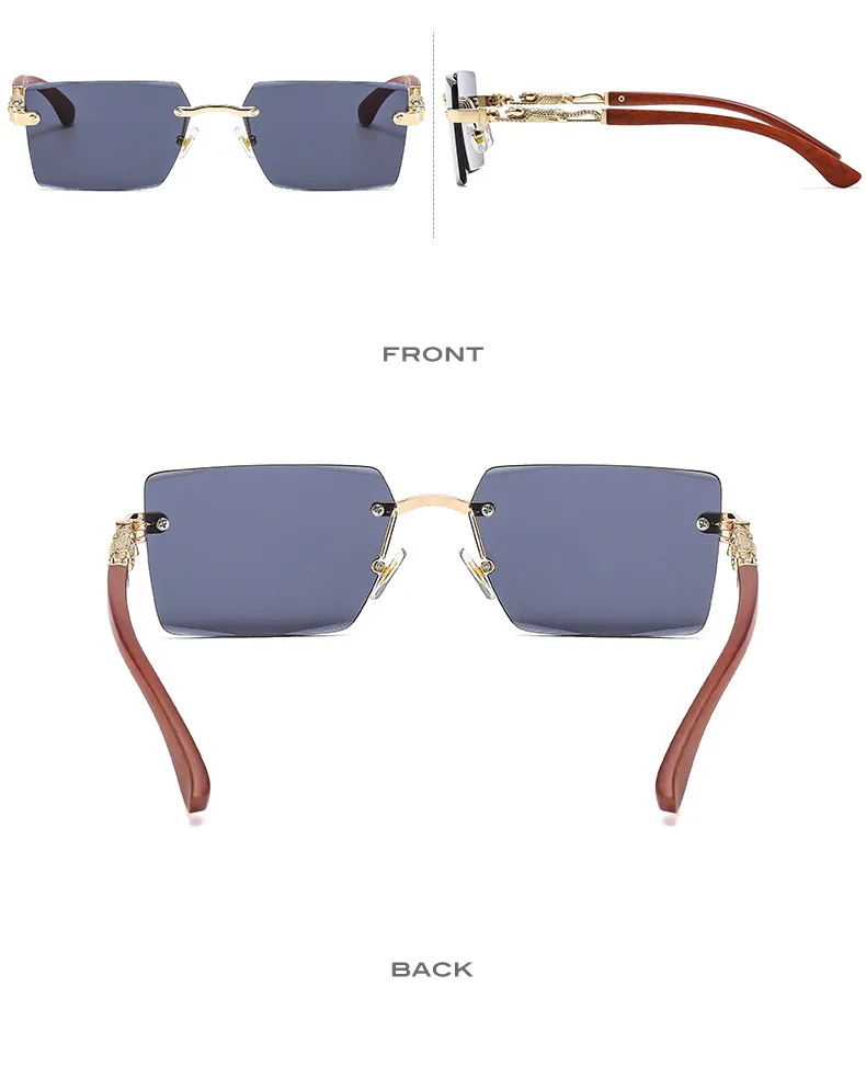 Cheetah Decorative Frameless Sunglasses Small Box Fashion Trend All-match  Sunglasses OW3077 display picture 7