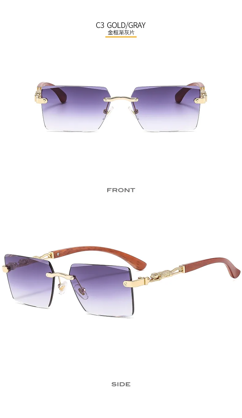 Cheetah Decorative Frameless Sunglasses Small Box Fashion Trend All-match  Sunglasses OW3077 display picture 9
