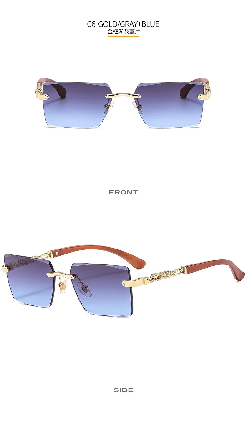 Cheetah Decorative Frameless Sunglasses Small Box Fashion Trend All-match  Sunglasses OW3077 display picture 12