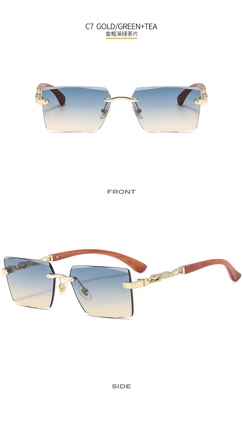 Cheetah Decorative Frameless Sunglasses Small Box Fashion Trend All-match  Sunglasses OW3077 display picture 13