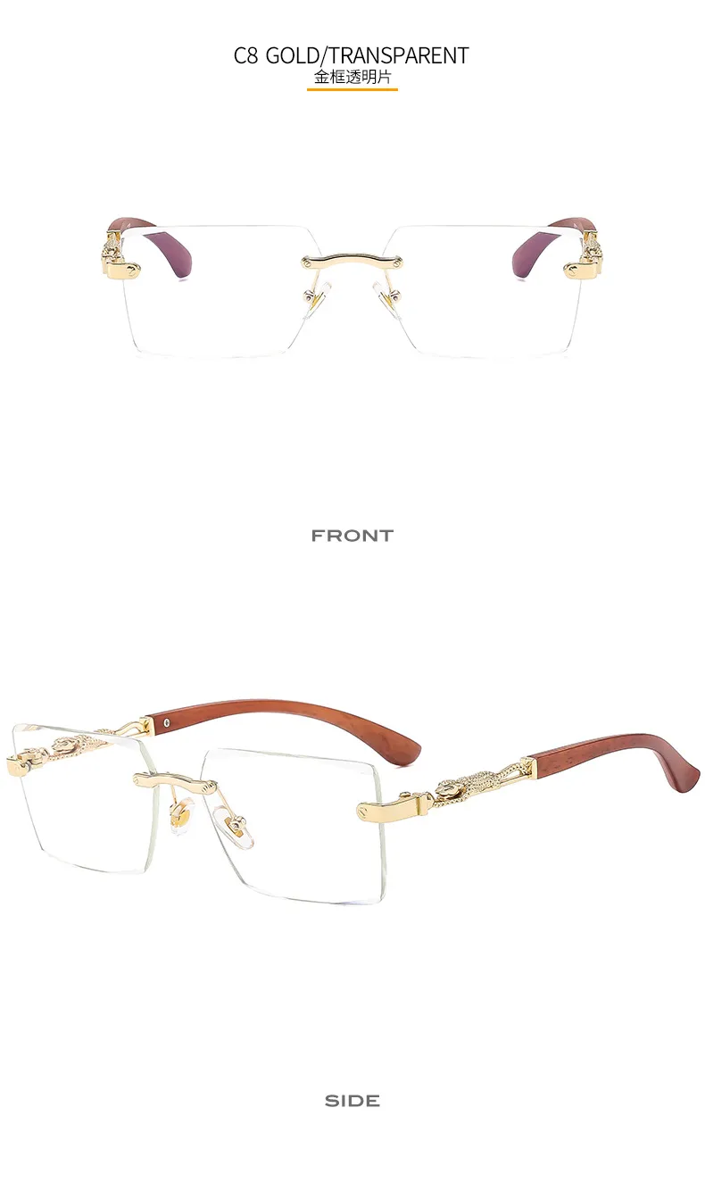 Cheetah Decorative Frameless Sunglasses Small Box Fashion Trend All-match  Sunglasses OW3077 display picture 14