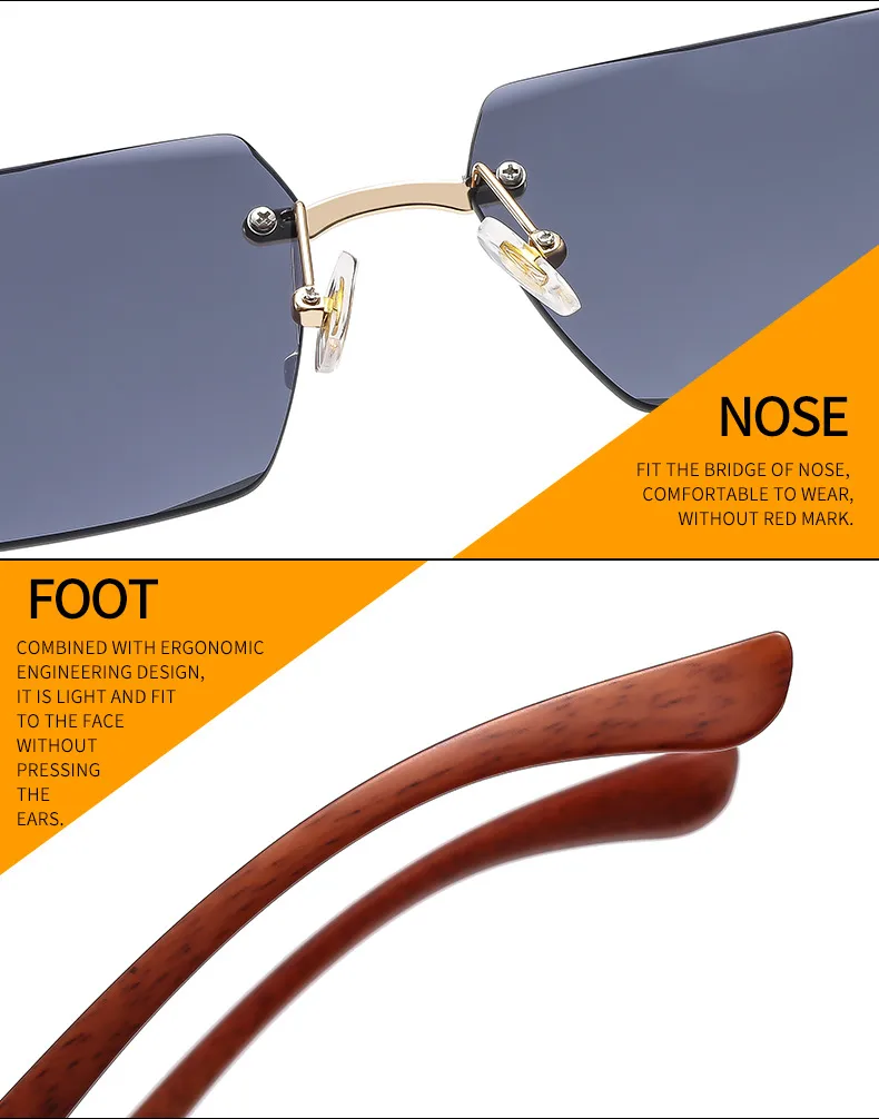 Cheetah Decorative Frameless Sunglasses Small Box Fashion Trend All-match  Sunglasses OW3077 display picture 16