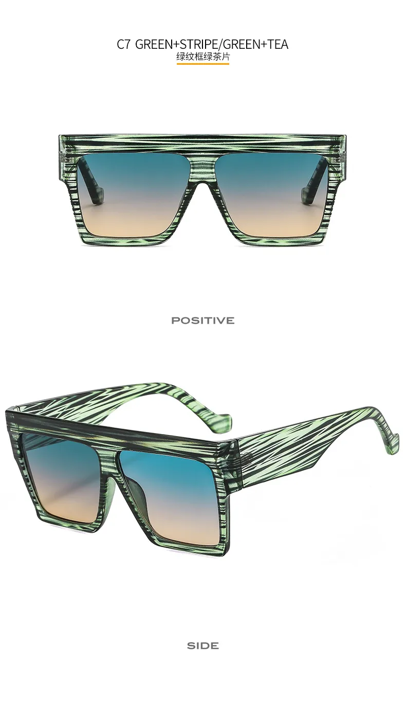 Europe And The United States New Large Frame Men's And Women's Sunglasses  Color Matching Striped Sunglasses Fashion Sunglasses M330 display picture 13