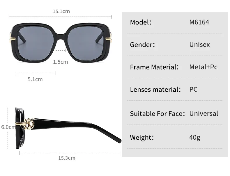 Fashion Square Women's Sunglasses  Personality Temperament Modern Sunglasses Driving Sun Protection Glasses M6164 display picture 4