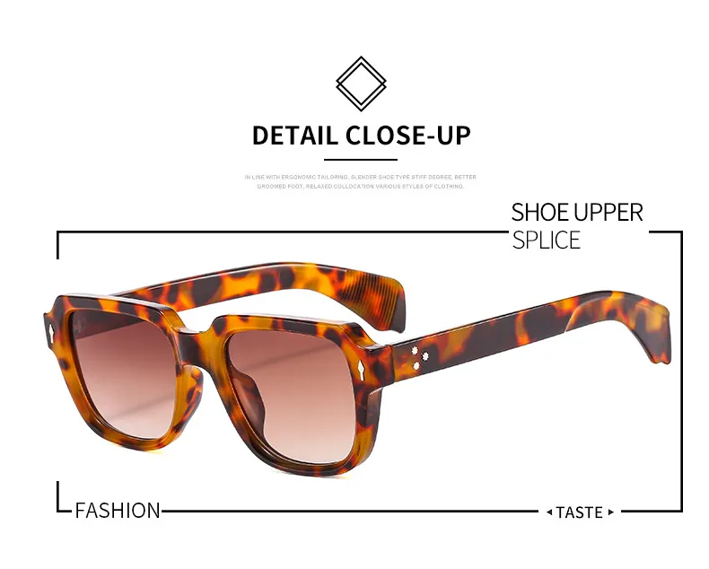 (T22082) New Box Men's And Women's Business Sunglasses  Trend Flat Mirror Rice Nail Vintage Glasses display picture 2