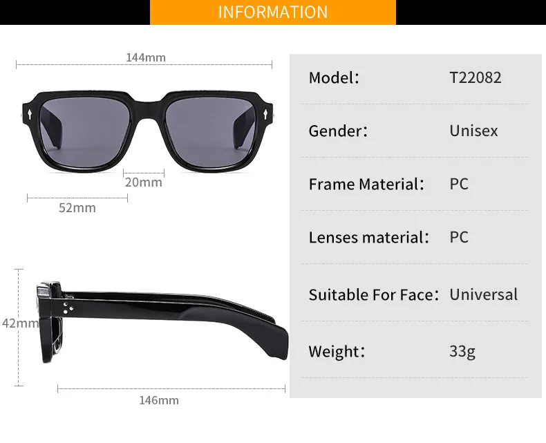(T22082) New Box Men's And Women's Business Sunglasses  Trend Flat Mirror Rice Nail Vintage Glasses display picture 4