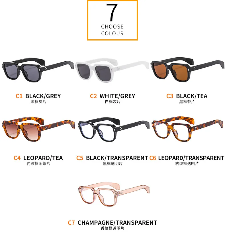 (T22082) New Box Men's And Women's Business Sunglasses  Trend Flat Mirror Rice Nail Vintage Glasses display picture 5