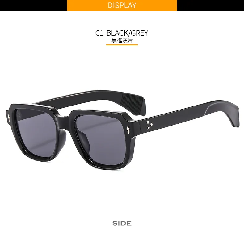(T22082) New Box Men's And Women's Business Sunglasses  Trend Flat Mirror Rice Nail Vintage Glasses display picture 6