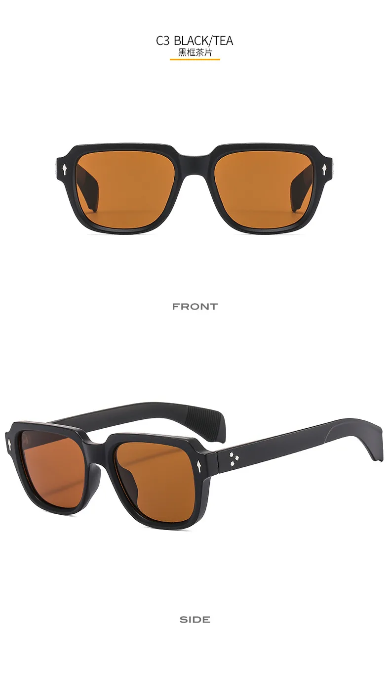 (T22082) New Box Men's And Women's Business Sunglasses  Trend Flat Mirror Rice Nail Vintage Glasses display picture 9