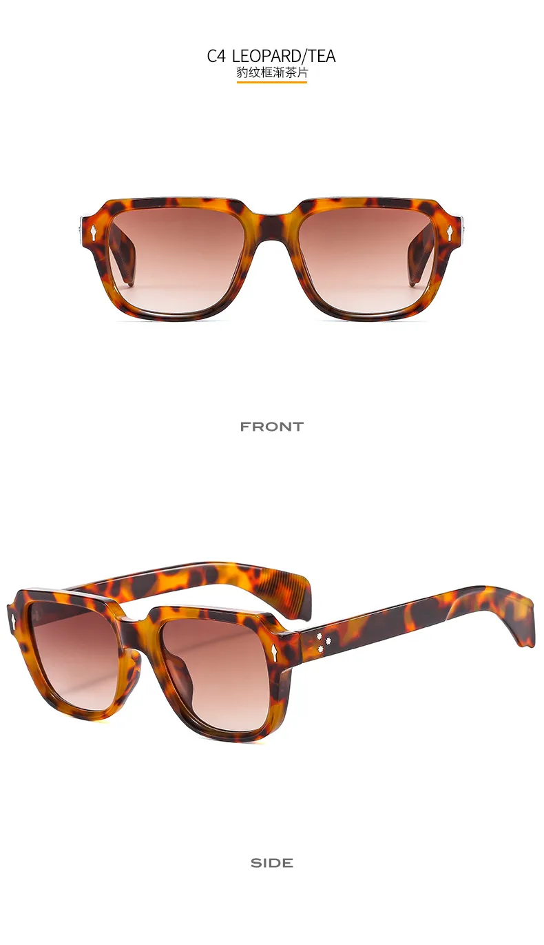 (T22082) New Box Men's And Women's Business Sunglasses  Trend Flat Mirror Rice Nail Vintage Glasses display picture 10